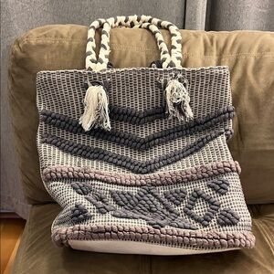 Stylish Gray, Lavender and Cream Tote Bag